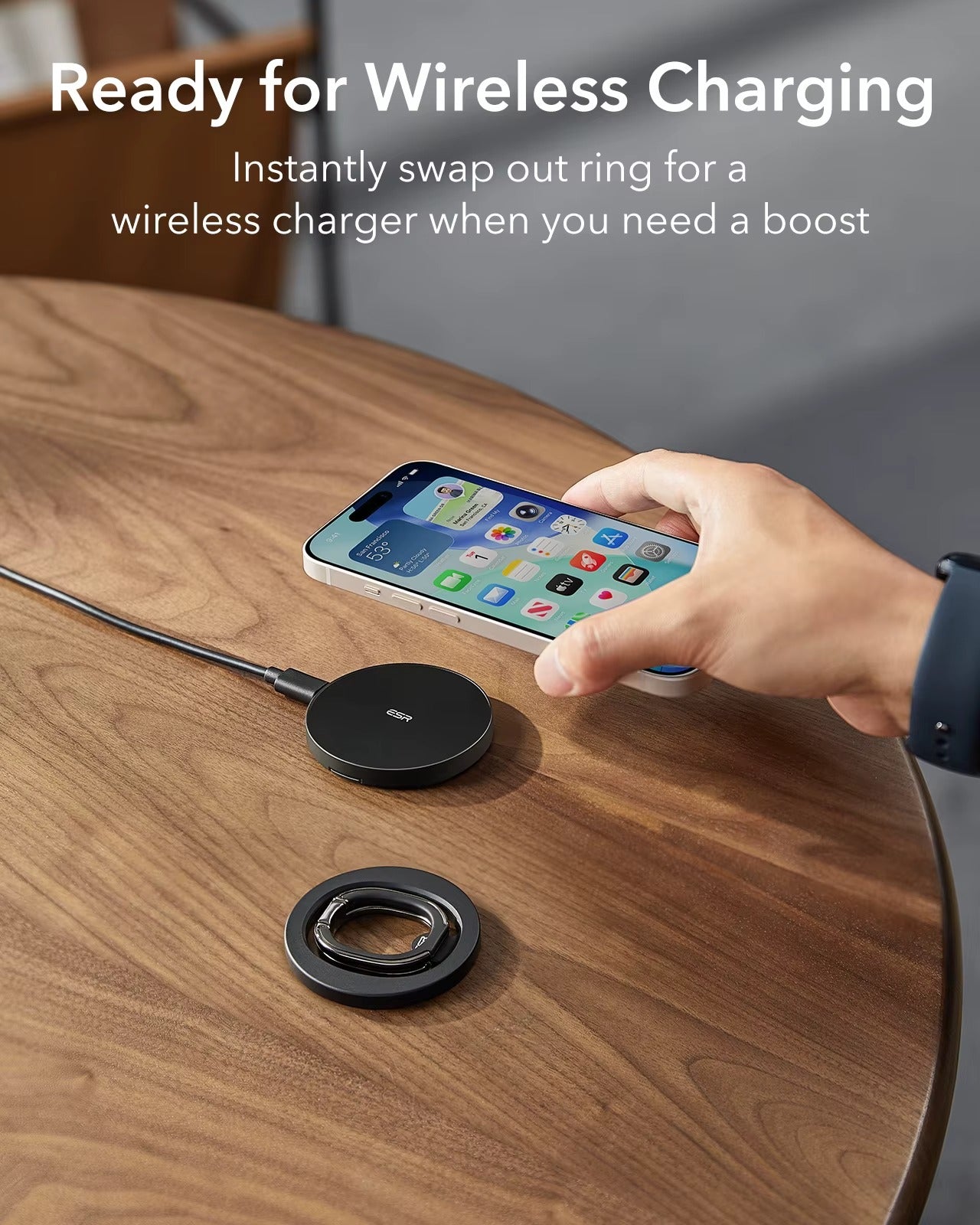 ESR MagSafe Phone Grip 2-Way Stand – Strong Magnetic Holder for iPhone (1200g Holding Power)