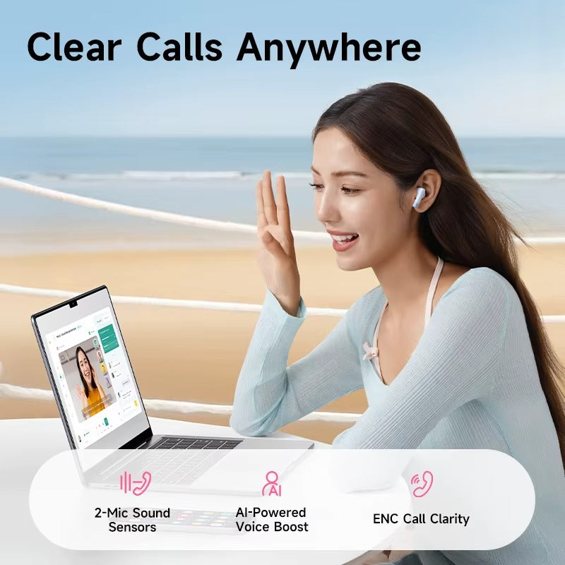 True Wireless Bluetooth Earbuds with AI Noise Reduction & 40H Battery