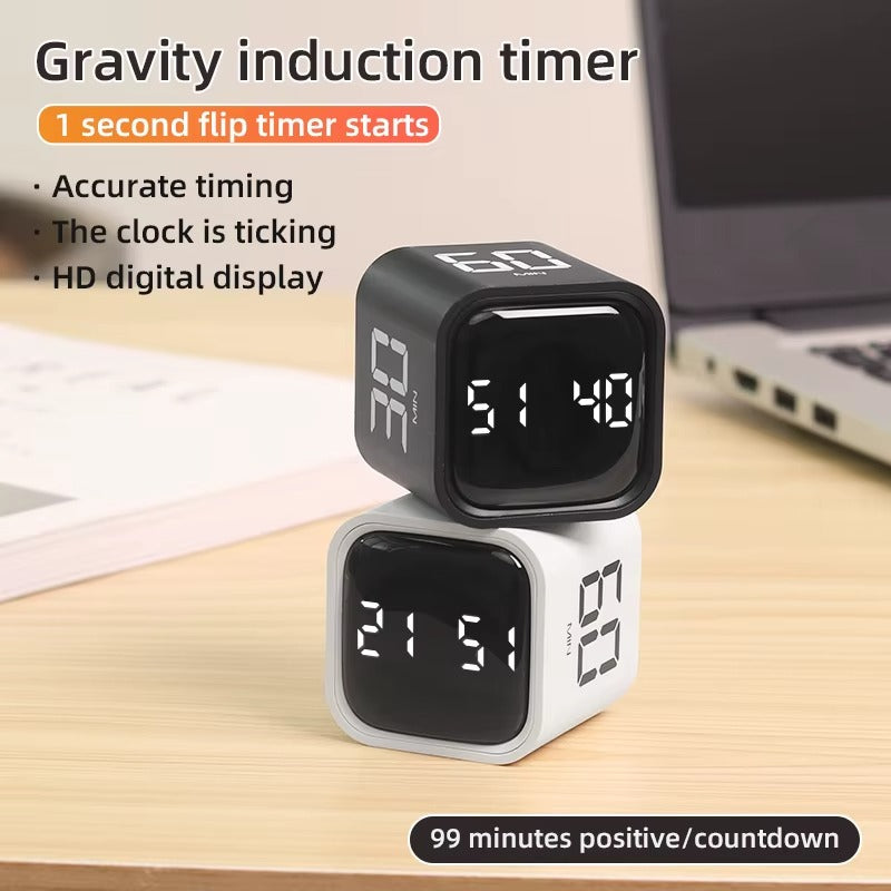 Gravity Flip Timer – Silent Countdown Cube 5–60 Min