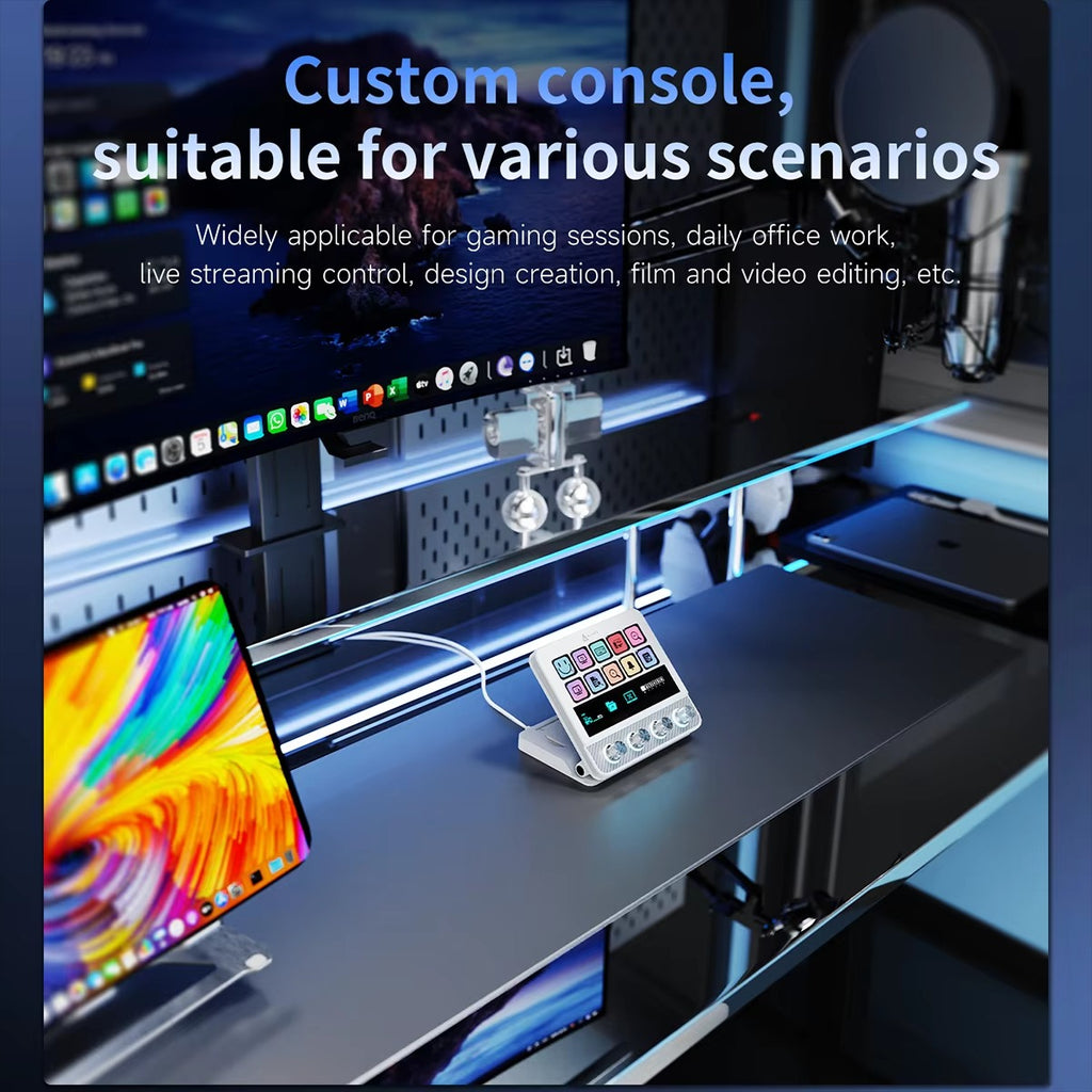 10-Key Visual Macro Console | RGB Touch Strip & Quad-Dial Controller | ZAIYNE