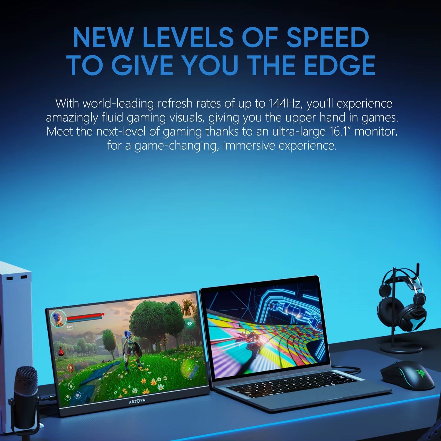 16.1" 144Hz Portable Monitor – FHD 100% sRGB USB-C Display for Laptop, PS5, Steam Deck & Nintendo Switch | ZAIYNE