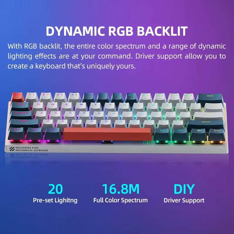 Machenike K500-B61 Mini Mechanical Keyboard – 60% RGB Hot-Swap