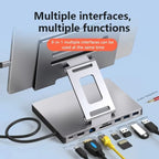 Aluminum 9-in-1 Type-C Docking Station Laptop Stand