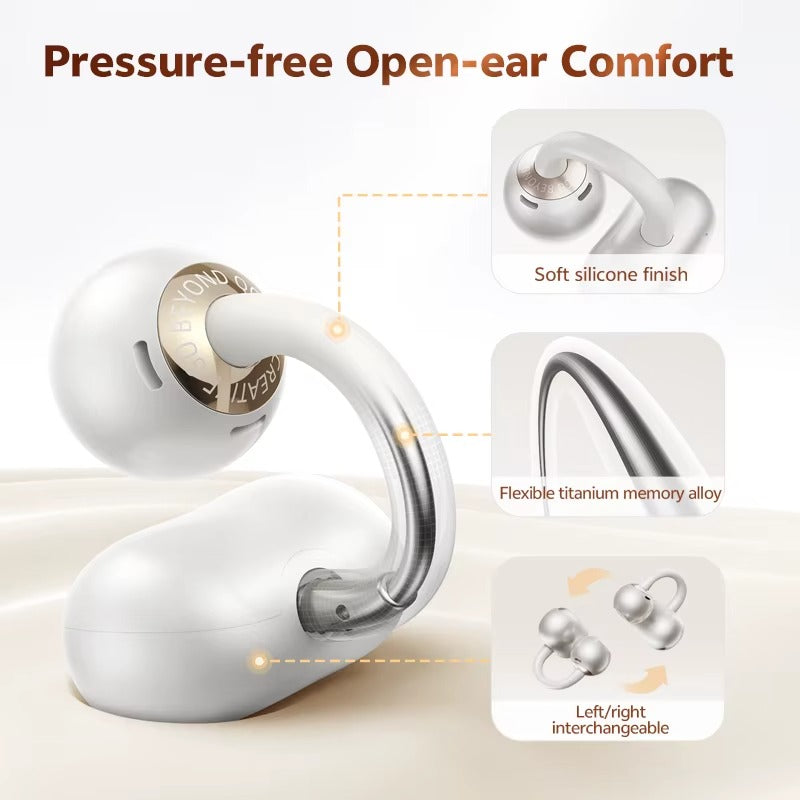Open-Ear Clip-On Bluetooth Earbuds for Sports & Daily Use