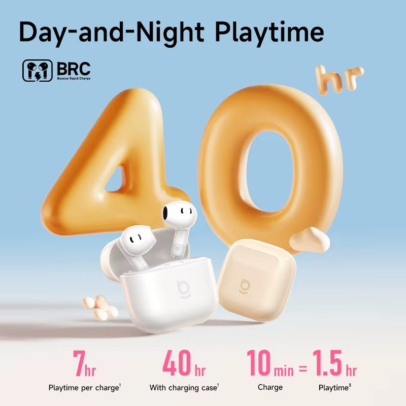 True Wireless Bluetooth Earbuds with AI Noise Reduction & 40H Battery