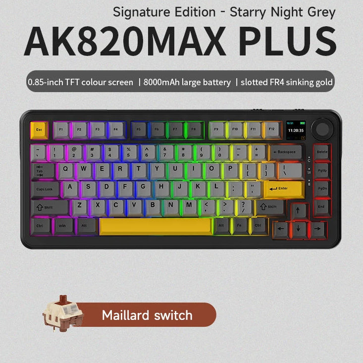 ZAIYNE AK820 MAX+ Pro – Wireless RGB Mechanical Keyboard | TFT Screen | 8000mAh