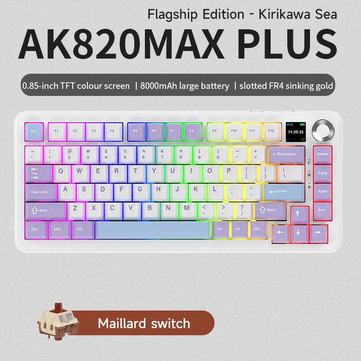 ZAIYNE AK820 MAX+ Pro – Wireless RGB Mechanical Keyboard | TFT Screen | 8000mAh