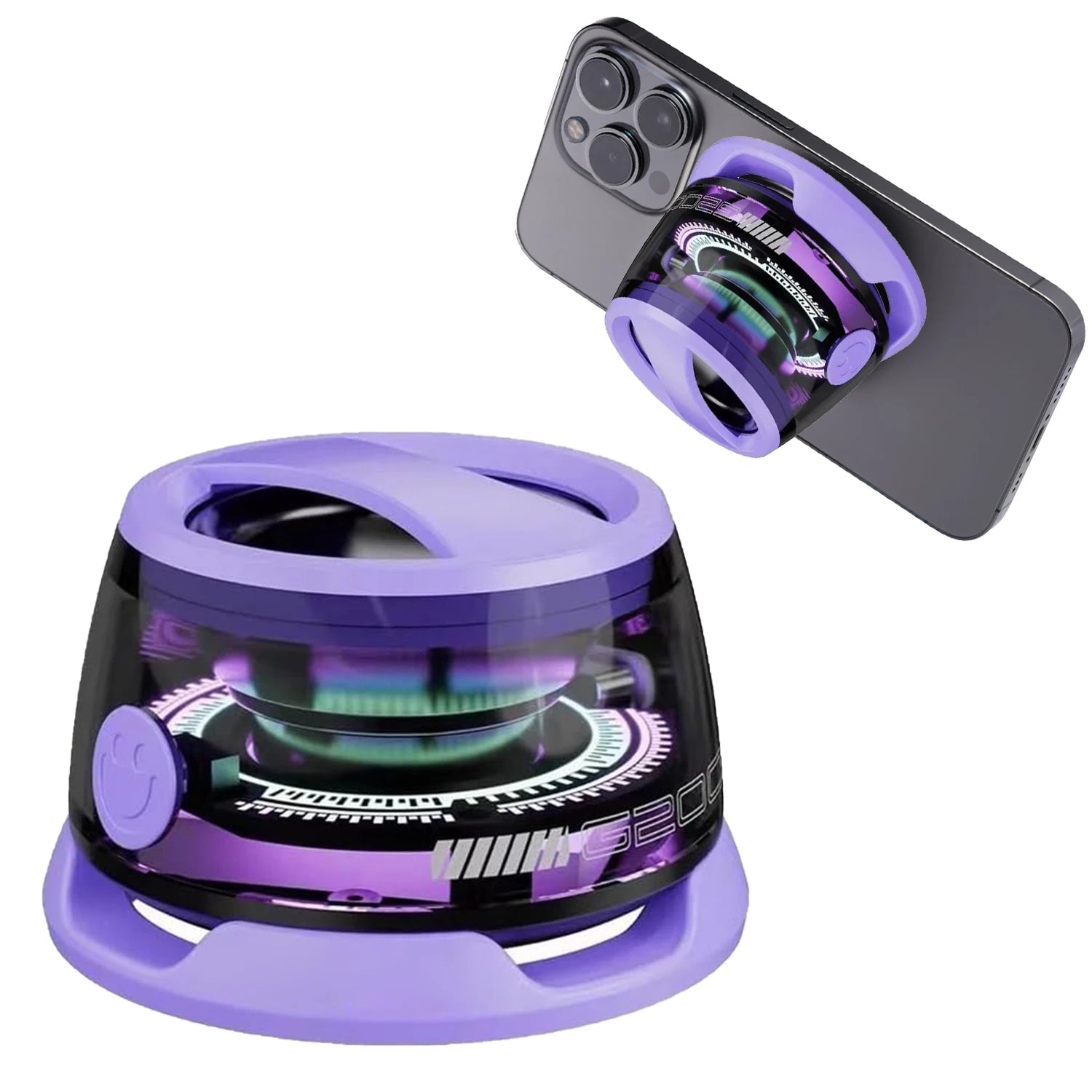 G200 RGB Mini Bluetooth Speaker – Magnetic Bass, 7H Playtime, Phone Holder