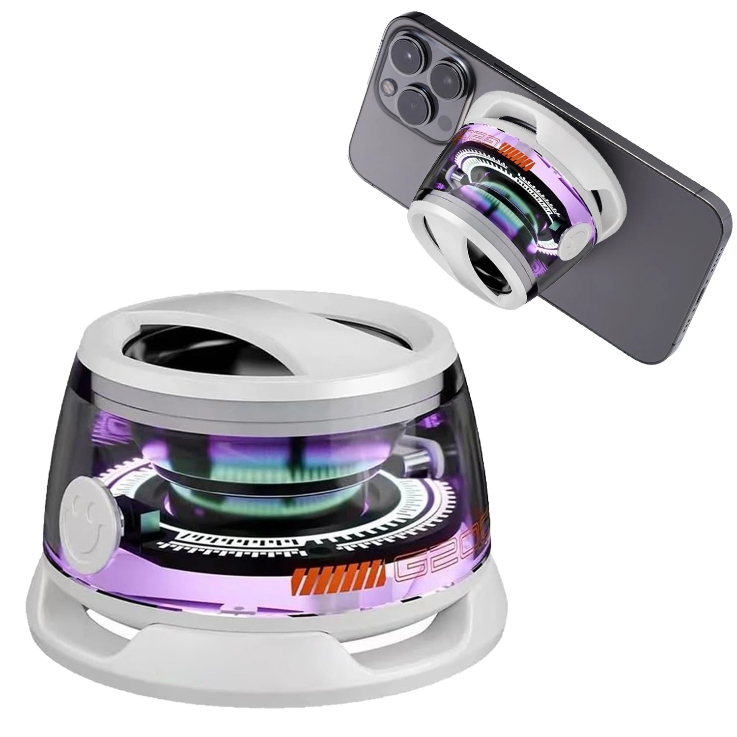 G200 RGB Mini Bluetooth Speaker – Magnetic Bass, 7H Playtime, Phone Holder