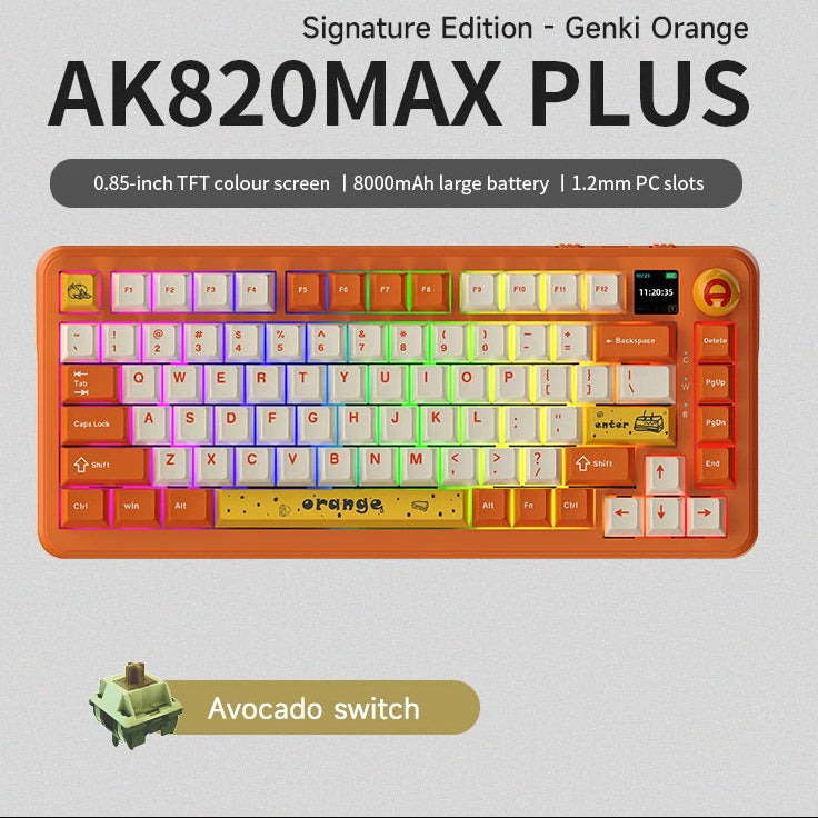 ZAIYNE AK820 MAX+ Pro – Wireless RGB Mechanical Keyboard | TFT Screen | 8000mAh