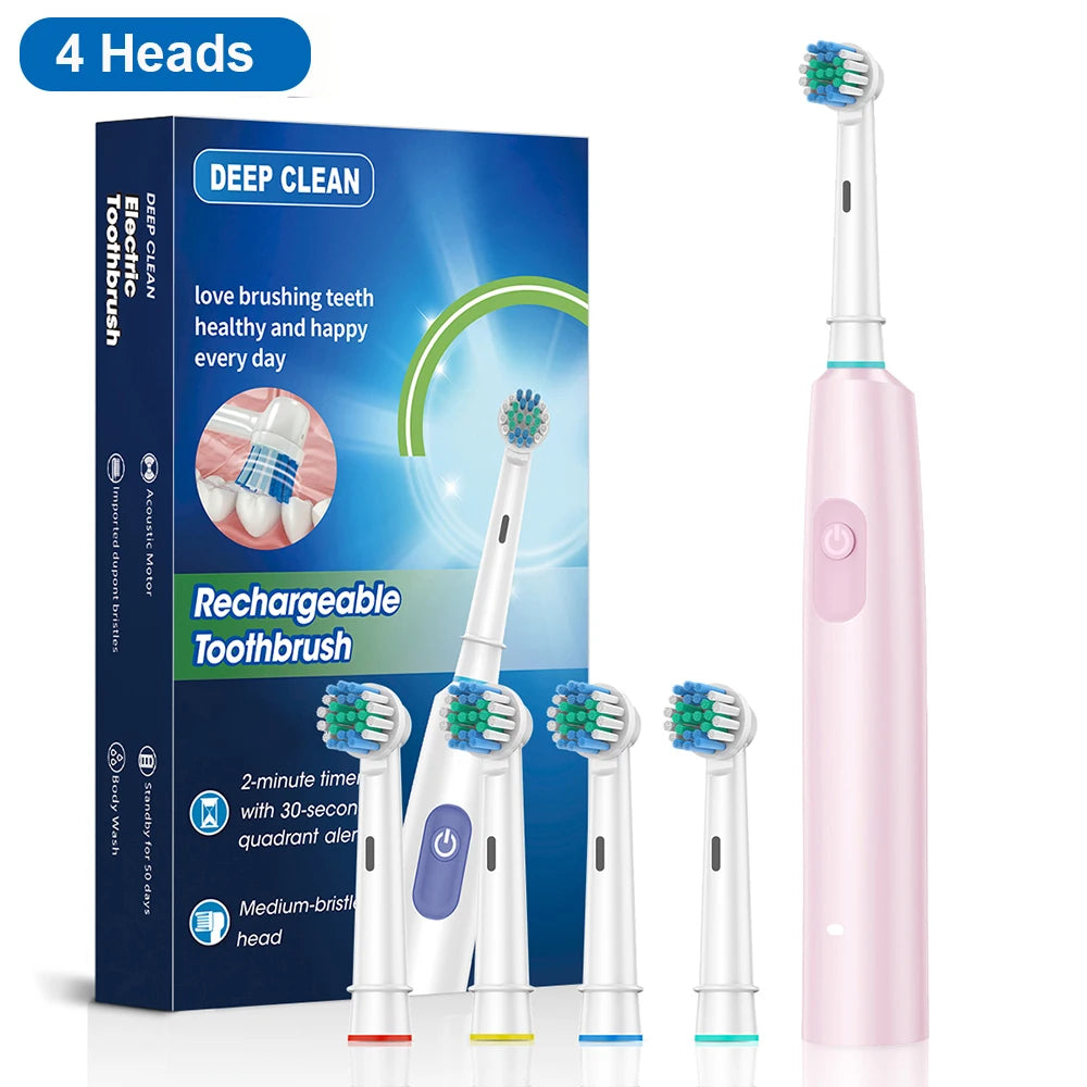 Electric Rotating Toothbrush – Replacement Heads & Travel Case