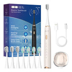 Electric Sonic Toothbrush – 8 Replacement Heads, Pressure Sensor & Timer