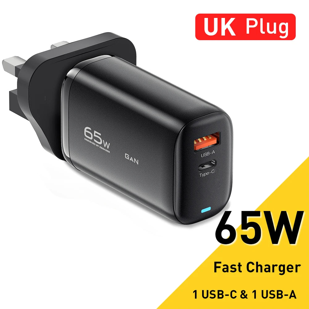 65W GaN Fast Charger USB-C | Laptop & Phone Power Adapter – ZAIYNE