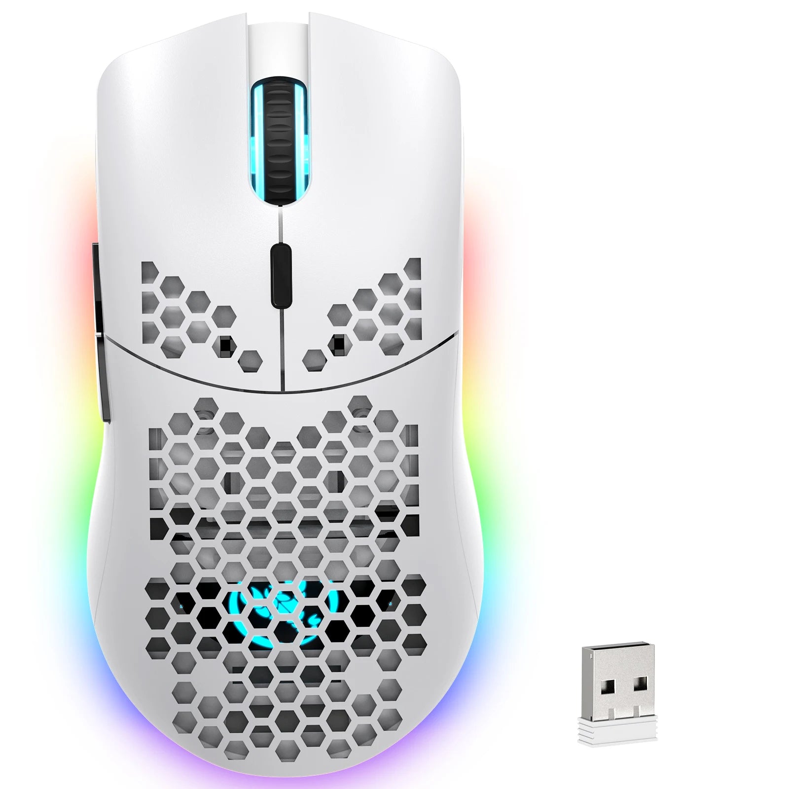 ZAIYNE T66 RGB Wireless Gaming Mouse – Honeycomb Shell, Macro Programmable, 650mAh Battery
