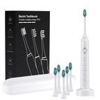 Electric Sonic Toothbrush with 6 Replacement Heads – Waterproof Design
