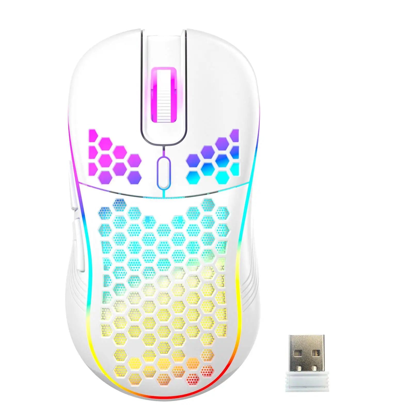 Wireless RGB Honeycomb Gaming Mouse – Lightweight, Rechargeable & 2.4G Precision | ZAIYNE