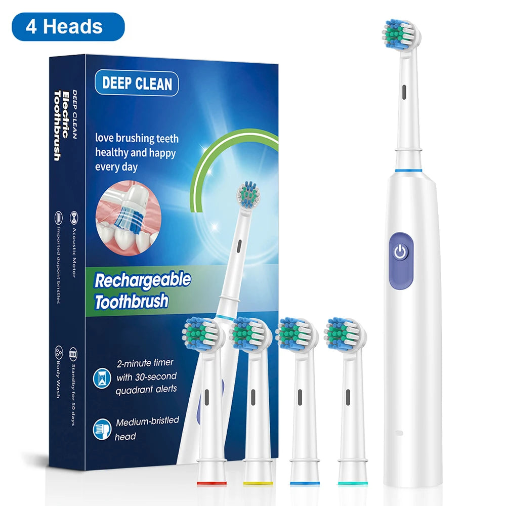 Electric Rotating Toothbrush – Replacement Heads & Travel Case